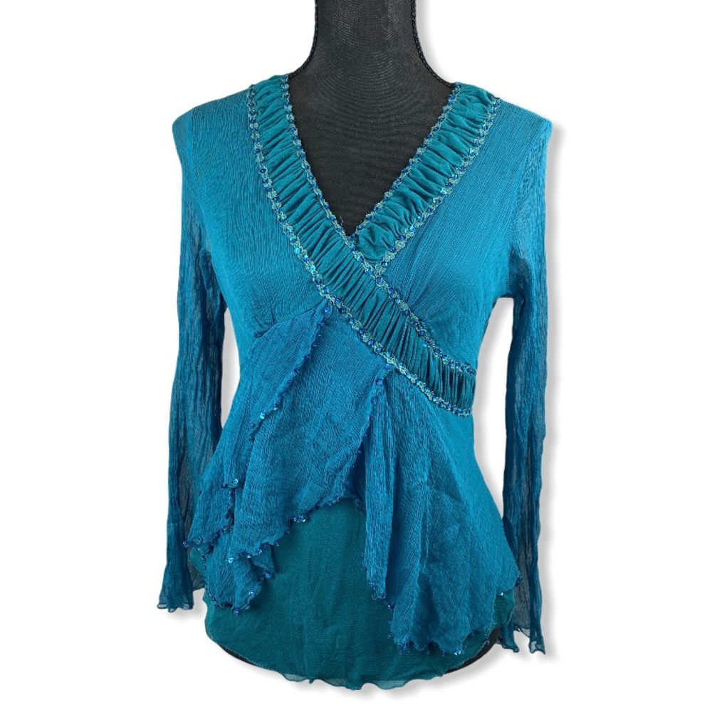 Teal Long Sleeve Blouse